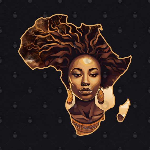 Melanin African Queen Africa Map Shape by Merchweaver